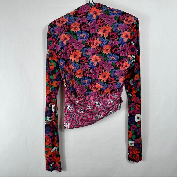 Zara Floral V-Neck Wrap Top - Multicolor | US Size Small - Picture 8 of 12